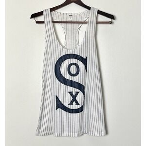 PINK Boston Red Sox Tank Top Women's Medium‎ White Pinstripe Bling Baseball MLB